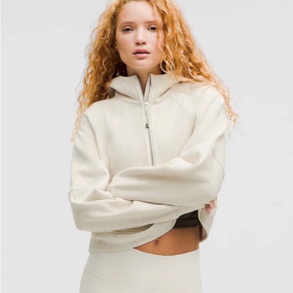 Lululemon Athletica Scuba Oversized Half-Zip Hoodie - Heathered Bone (Cream) M/L